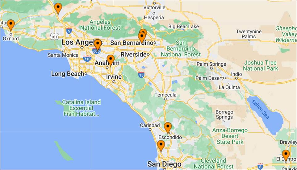 Map of connected Material Handling Parts and Service Companies